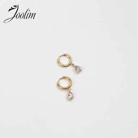 Non Tarnish & Waterproof Fashion Drop Eye Zircon Can Open Earring Trend 2022 For Women Stainless Steel Jewelry Wholesale