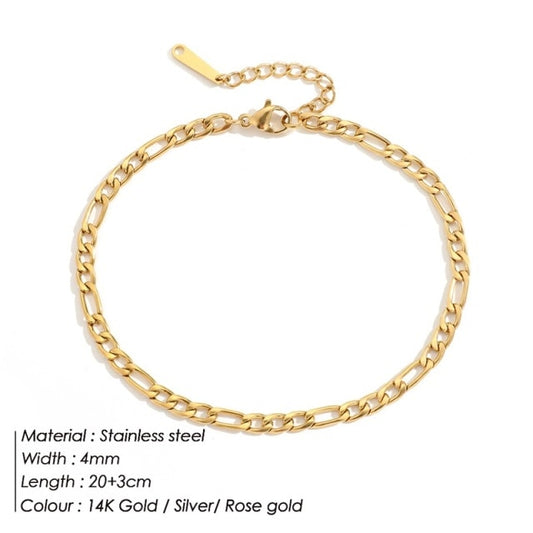 Women Stainless Steel Cuban Chain Anklets