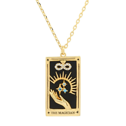 2021 New Stainless Steel Tarnish Free Jewelry Colorful Tarot Necklace Star Moon Rose Sun Design Gold Pendant Necklaces For Women