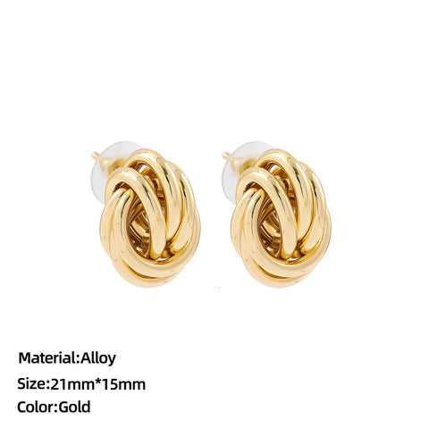 Women Trendy Gold Color Small Large Circle Hoop Earrings