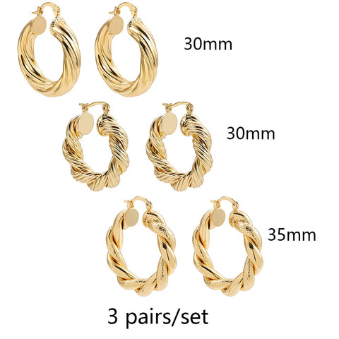 Gold Silver Color Stainless Steel Hoop Earrings